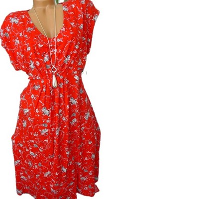 Joe Browns Kleid Jerseykleid Gr. 50 rot gemustert (665) NEU