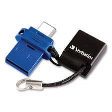Verbatim 99155 Store ‘n' Go 64 GB Dual USB 3.0 Flash Drive - Blue New