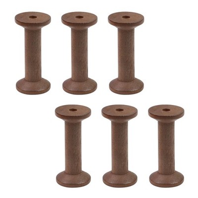 6 Pcs Small Wooden Empty Spools Vintage Thread Spools Yarn Spool Textile Bobb...