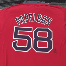 MAJESTIC Vtg RED SOX Jonathan Papelbon Jersey T-SHIRT Men's L