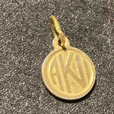 Anne Klein Hang Tag or Pendant Initials Tests 12K Gold Tiny .67"  HTF
