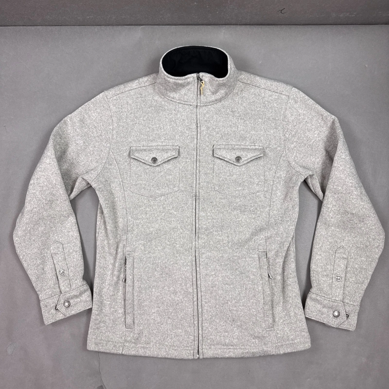 Mountain Khakis Jacket Mens Medium Beige Fleece Sweater Hike Camp Work Office