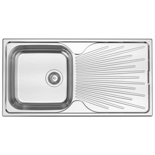 Liquida JAV10SS 1.0 Bowl Reversible Stainless Steel Kitchen Sink, 965 x 500mm