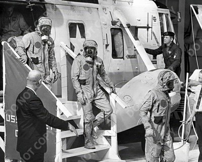 1969 Apollo 11 Crew in Quarantine Biohazard Suits NASA Recovery 8x10 Photo