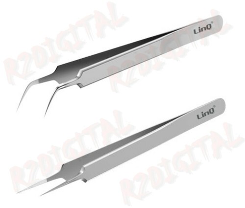SET PINZETTE A FILO IN ACCIAIO INOX ANTISTATICA DRITTA CURVA PRECISIONE CUCINA - Picture 2 of 2