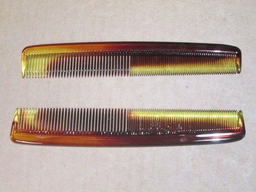 4 - Vintage Tortoise Shell 6 7/8" Length Hair Combs from Original Box Package - Picture 1 of 3