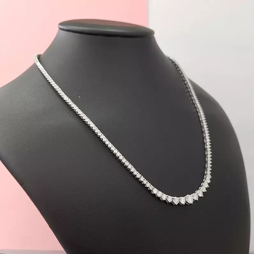 7Ct GIA Certified Lab Grown Diamond Women's Tennis Necklace-16" Solid 14K Gold