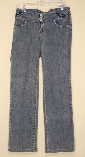 Yasica Culture Stone Wash Jeans Jeggings Women 30x29 Denim Rhinestones 90s Retro - 第 1/13 張圖片