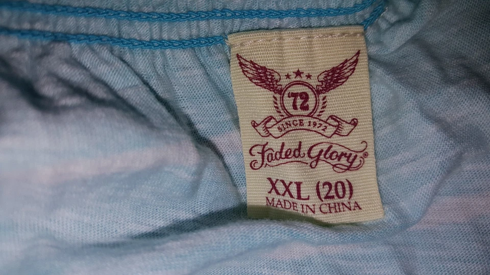 Faded Glory Womens Shirt Top Blouse Size XXL 20 2XL 2X Large White Blue Striped - Image 2 of 3