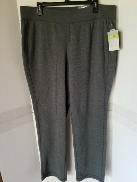 TEK GEAR Women's Ultrasoft Mid Rise Straight Gray Fleece Sweatpants ...