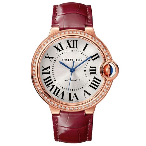 Cartier Ballon Bleu 36mm 18k White Gold Diamond Auto Watch +Box
