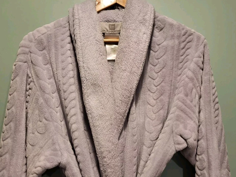 Albornoz Karen Neuburger Lt Gris Felpa Bolsillos con Cinturón Talla L Foto 3 de 4