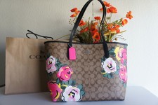 coach rose print tote
