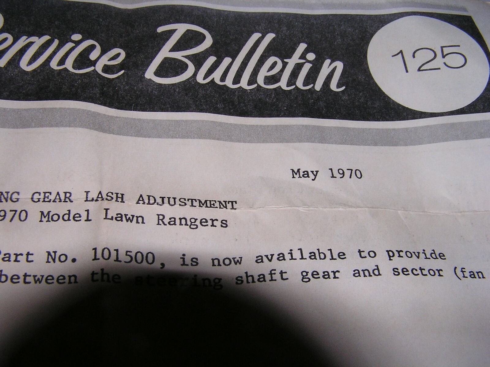 Wheel Horse steering gear lash adjustment kit 101500 196970 lawn