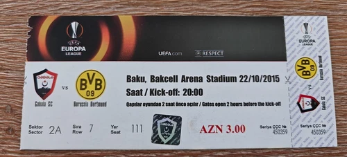 Ticket 2015 Gabala vs. Borussia Dortmund Europa League  29750