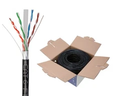 500FT - CAT6 FTP Outdoor Ethernet Cable 23AWG UV Rated Direct Burial Solid Wire
