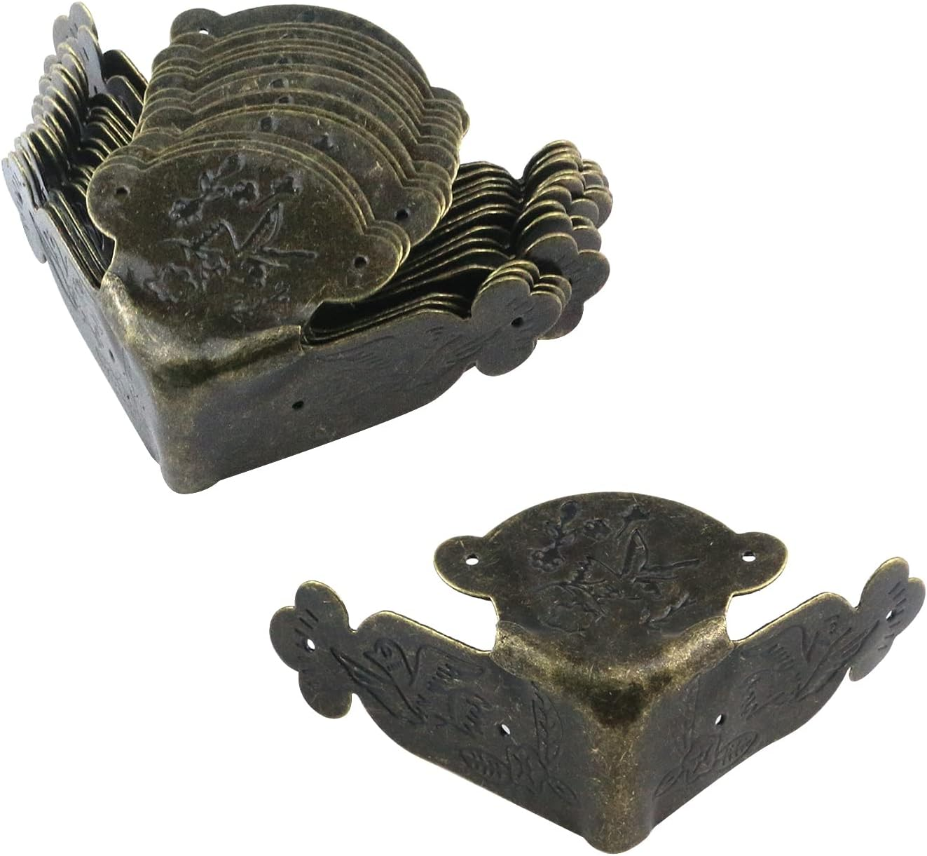 Antrader 16 Pieces Antique Box Corner Guard Right Angle Furniture Corner