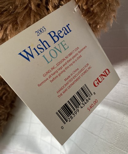 Gund Jumbo 2003 Wish Bear (LOVE) edición limitada 28 pulgadas - Imagen 5 de 12