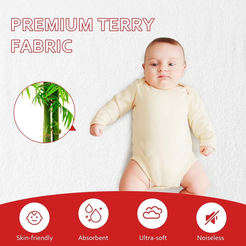 Juego de 4 sábanas para cuna y protector de colchón impermeable para cuna para niños viscosa... Foto 2 de 4