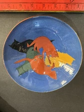 Art Pottery Multi Colored Cats Bowl Marked
