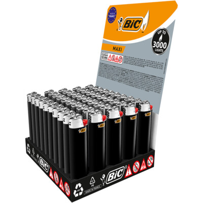 BIC Feuerzeug: Reibrad Maxi Schwarz J26 - 50er Display