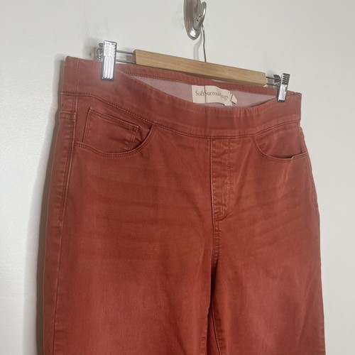 Soft Surroundings Womens Ultimate Denim Pull On Relaxed Jeans Rust Red Orange M - Picture 2 of 7