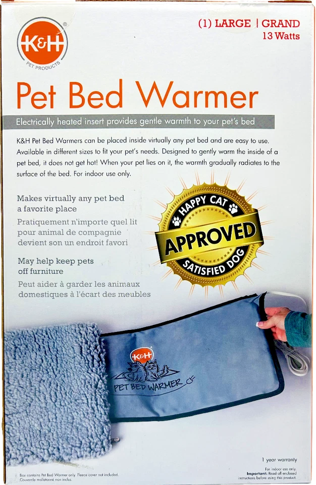 K&H PET PRODUCTS Calentador de Cama para Mascotas Calefacción Eléctrica 13W Gris Grande 11 X 23.75 Foto 3 de 4