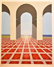 CLARENCE HOLBROOK CARTER Original PENCIL SIGNED SERIGRAPH "47/200" Art Geometry