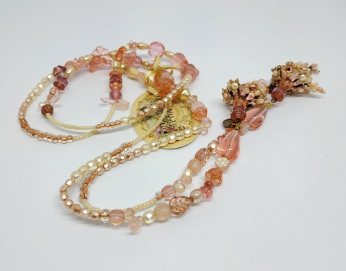 Lovely Long Necklace By Michal Negrin With Pink Shades Crystals Charming Unique. - Picture 16 of 21