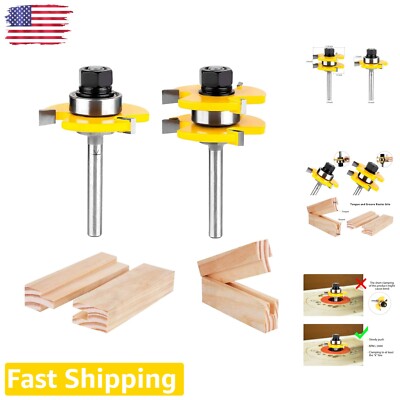 Versatile T-Shape Router Bit Set for Woodworking - 2-Piece 1/4 Inch Shank Kit