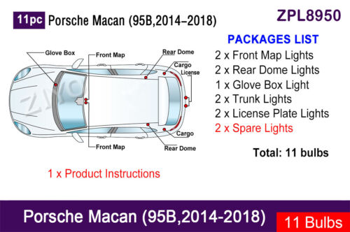 LED Initerior Light Kit for Porsche Macan 95B 2014-2018 White Light Bulb Upgrade - Picture 2 of 8