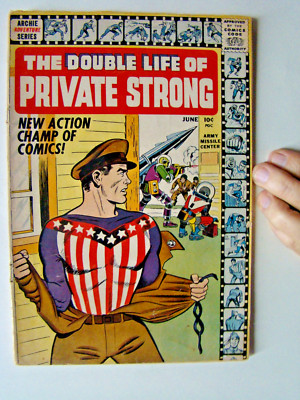 Double Life Private Strong #1 Simon & Kirby Art Origin Shield Archie 1959 4.0