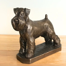 Bronze Schnauzer figurine ornament on base solid heavy sculpture by David Geenty