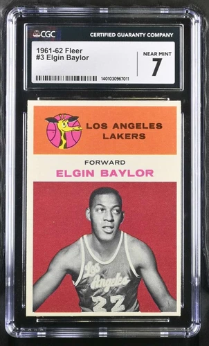 1961-62 FLEER #3 ELGIN BAYLOR 7 NEAR MINT RC ROOKIE LAKERS 57