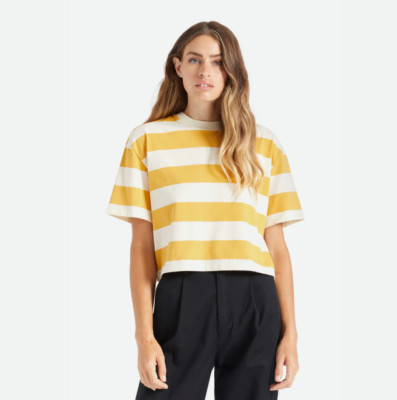 BRIXTON WOMEN HILT ALPHA LINE SKIMMER TEE SIZE: S BRIGHT GOLD