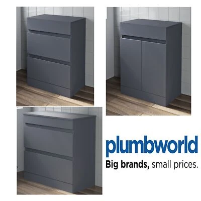 Bathroom Vanity Unit Floor Standing Countertop Basin Furniture Grey 600mm 800mm