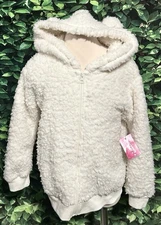 Extremely Me Plush Hooded Jacket Winter White Girls 5/6 New
