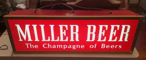 Vintage 1960's Miller Beer The Champaign Of Beers Lighted Sign
