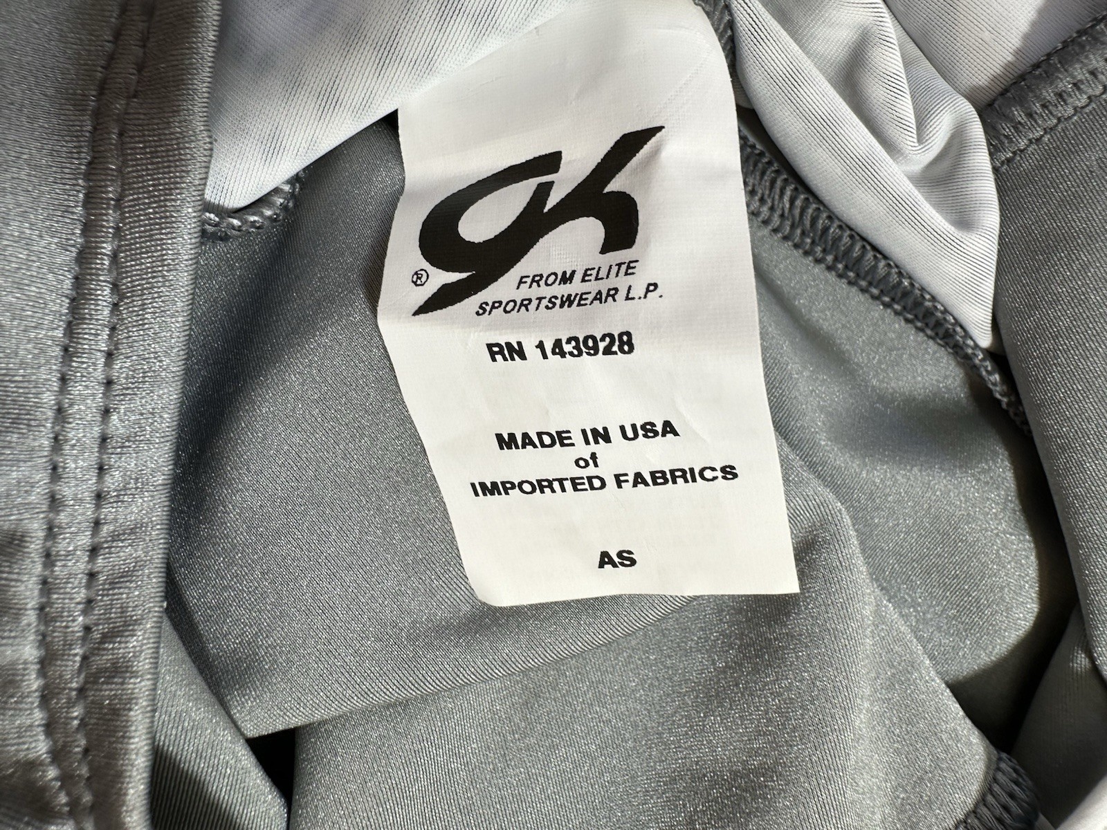 New GK ELITE Gymnastics Leotard SINGLET Leo USA Boy/Mens GRAY White Bodysuit  AS