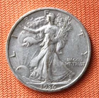 1936-S Walking Liberty Silver Half Dollar, 1/2, 50C, 90%