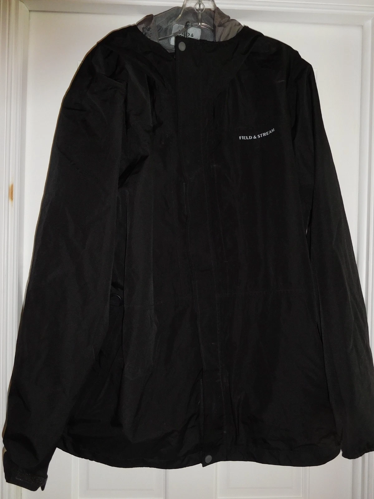 Field & Stream Waterproof Ultra Hooded Full Zip Rain Jacket ~ BLACK Size 2XL