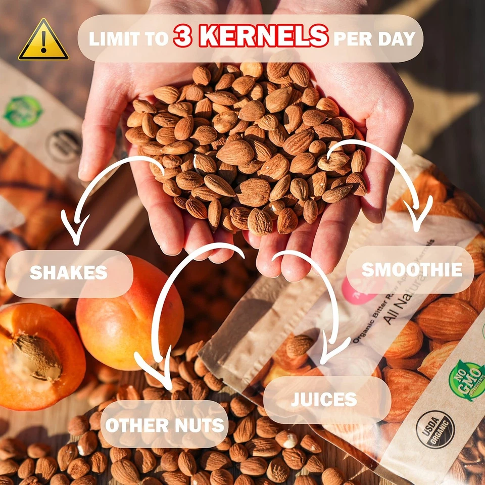 Núcleos de albaricoque amargo orgánico Mighty USDA (1 LB) 16 OZ Foto 4 de 4