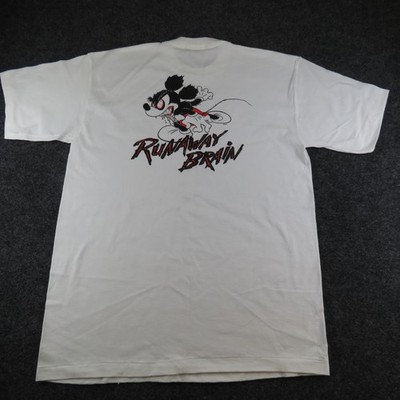 Runaway Brain Mickey Mouse White T-Shirt Size L Disney Signal