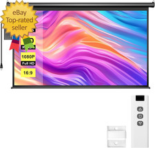 Motorized Projector Screen with Remote 16:9 84 Inch Auto Electric Projection Sc