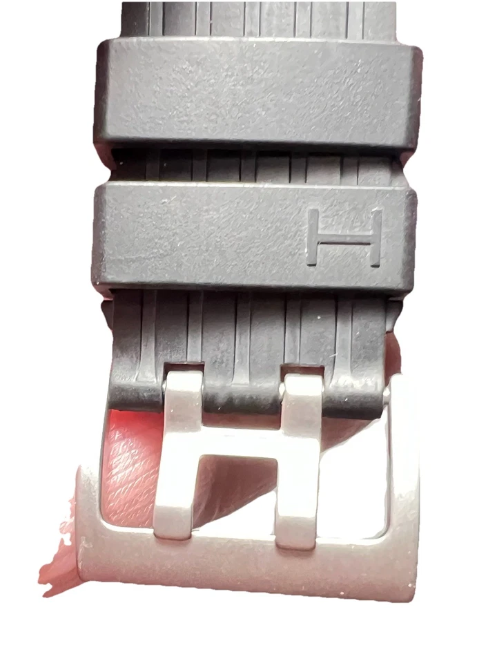 Correa de reloj Hamilton genuina caqui 22 mm goma negra H600717100 Foto 4 de 4