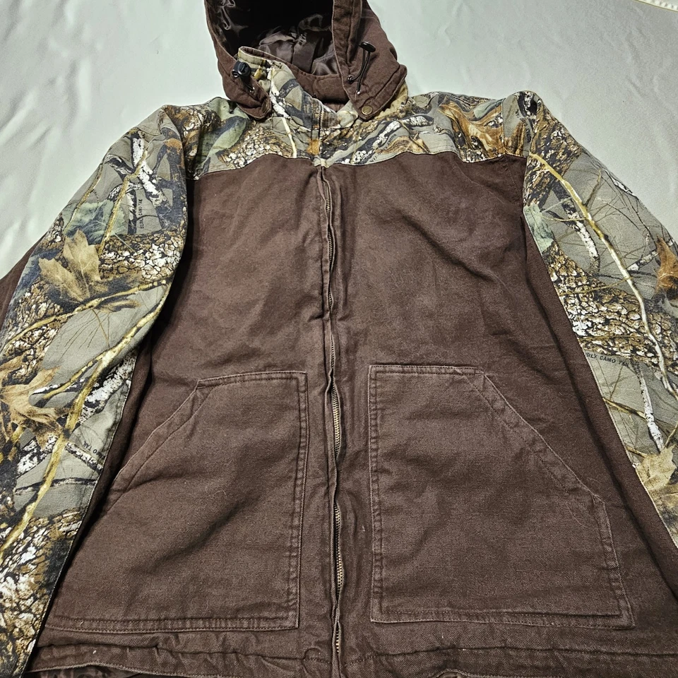 Hunting Jacket WFS Element Gear Zip on hood Mens L Brown W Camo - Image 2 of 4
