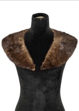 Vintage Brown Mink Fur Sew-On Collar Trim Curved Shawl Style Wrap Collar