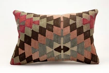Kilim Pillow Cover, 16x24 inc, Vintage Sofa Pillow, Handmade Decorative Pillow
