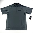 NWT Mens Nike Elite Dri Fit Half Zip Mock LSU Tigers Polo Shirt Gray NCAA Large