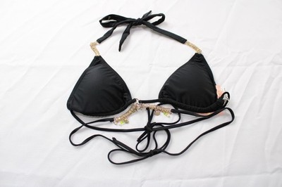 Moda Minx Women's Seychelles Wrap Around Bikini Top AC2 Black Large NWT